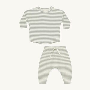 NWT - Quincy Mae sage stripes set ORGANIC